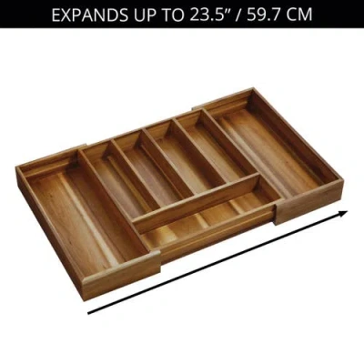 Idesign Expandable Acacia Wood Cutlery Drawer Organizer -natural In Brown