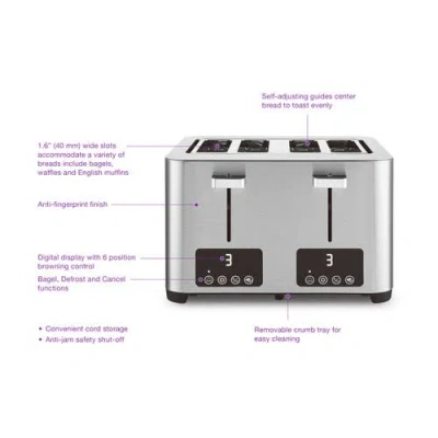 Salton Digital 4 Slice Toaster Stainless Steel In Metallic