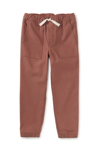 Tea Collection Game On Reverse Twill Joggers In Brown