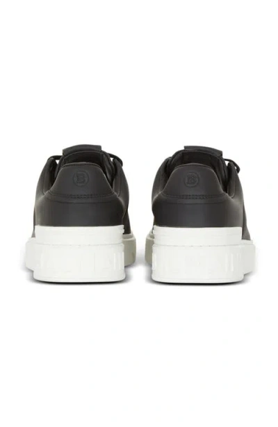 Balmain Round Toe Leather Sneakers With Flat Rubber Sole In Multi