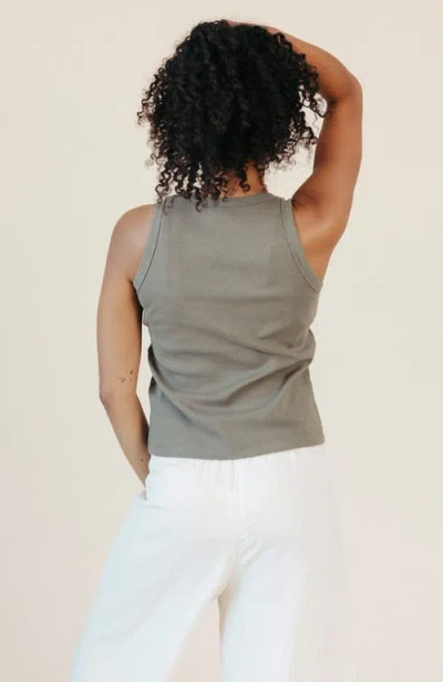 Poplinen Plus Charlie Ribbed Tank In Green