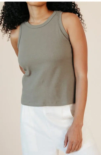Poplinen Plus Charlie Ribbed Tank In Green