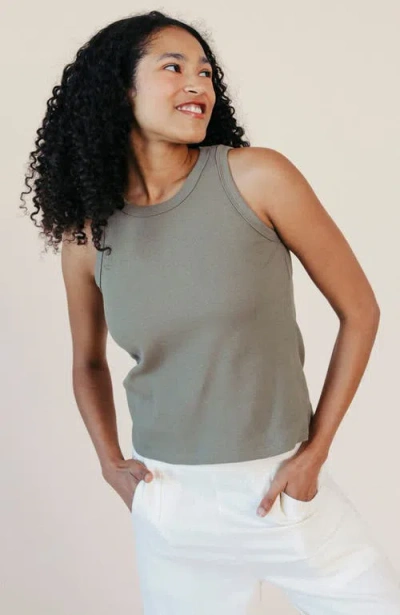 Poplinen Plus Charlie Ribbed Tank In Green