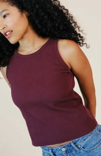 Poplinen Charlie Ribbed Tank In Red