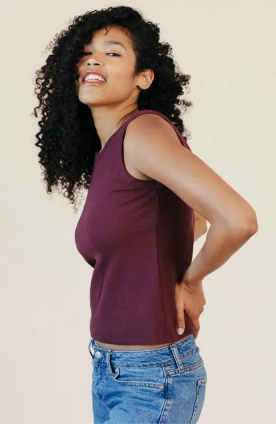 Poplinen Charlie Ribbed Tank In Red