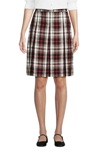 Lands' End School Uniform Young  Plaid Box Pleat Skirt Top Of The Knee In Multi
