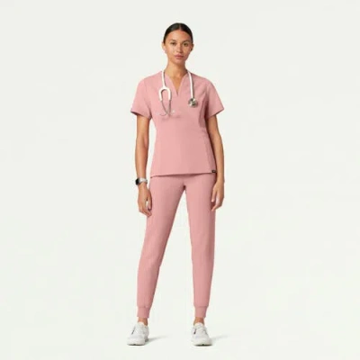 Jaanuu 6-pocket Slim Mid-rise Scrub Jogger In Pink