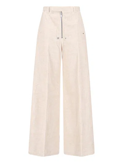 Rick Owens Trousers Wide-leg Button Detail In White