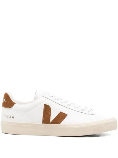 Veja Low-top Sneaker With Brown Suede Accents In White