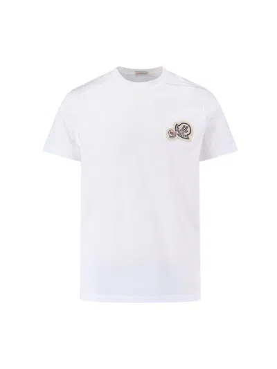 Moncler Double Logo Patch Cotton T-shirt In White