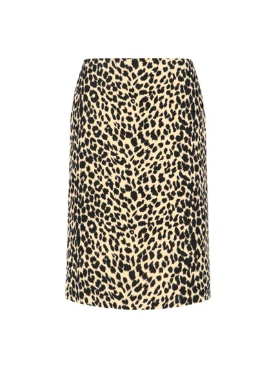 Aspesi Animal Print High-waisted Knee Length Midi Skirt In Brown
