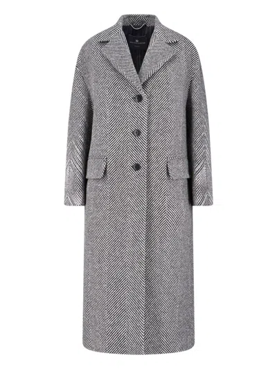 Ermanno Scervino Herringbone-pattern Button Coat In Black