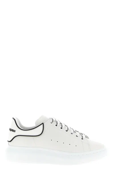 Alexander Mcqueen Chunky Leather Sneakers Featuring Perforated Profiles In White