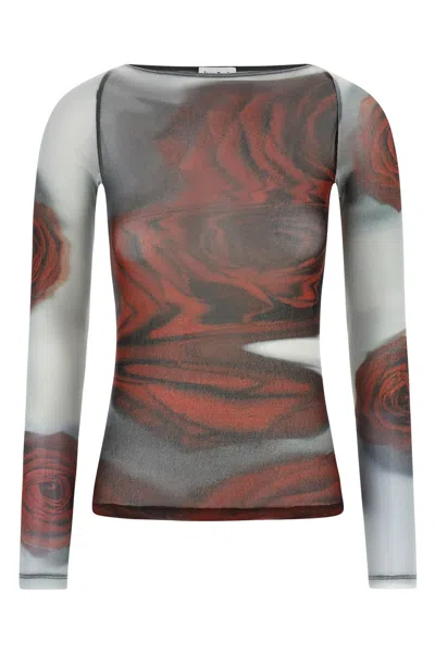 Jean Paul Gaultier Rose Mesh Floral Top In Multi
