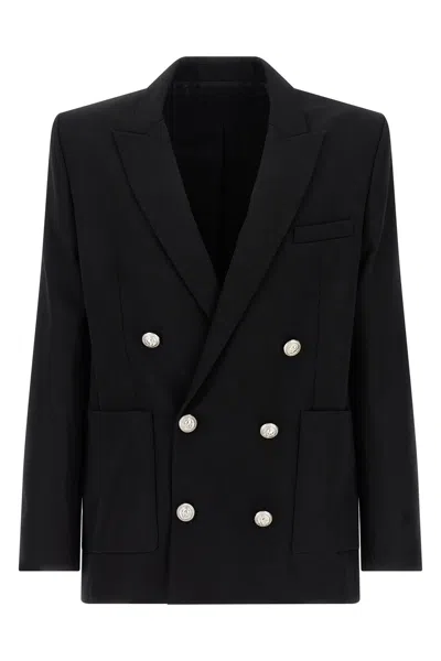Balmain Black Wool Blazer In Black