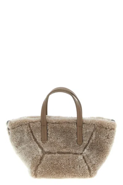 Brunello Cucinelli 'bc Duo' Mini Handbag In Gray