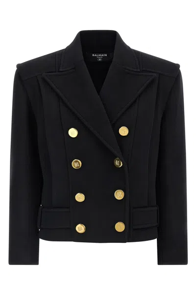 Balmain Tailored Coat With Double-breasted Design In Black