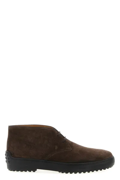 Tod's Suede Gommino Desert Boots In Brown
