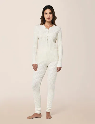 Papinelle Olivia Cable Pointelle Full Length Pj Set In White