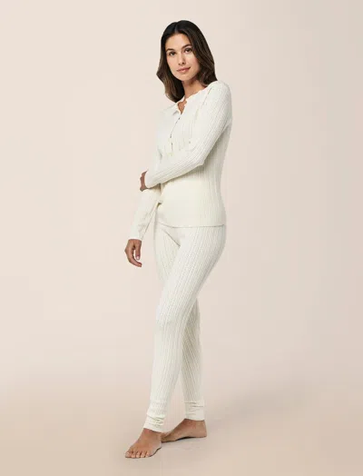 Papinelle Olivia Cable Pointelle Full Length Pj Set In White