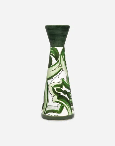 Dolce & Gabbana Medium Printed Candle Holder In Green