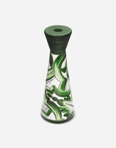 Dolce & Gabbana Medium Printed Candle Holder In Green
