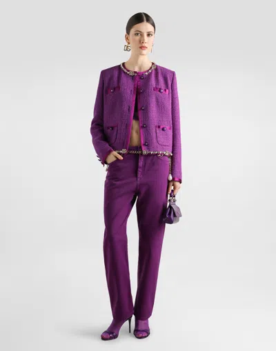 Dolce & Gabbana 5-pocket Denim Trousers In Purple