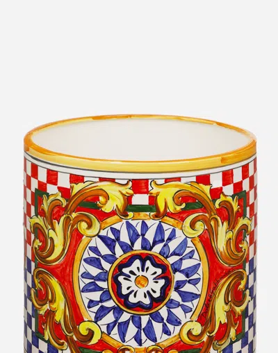 Dolce & Gabbana Geometric-patterned Ceramic Vase In Multi