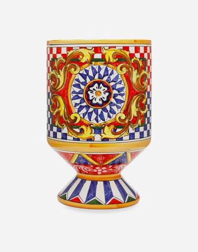 Dolce & Gabbana Geometric-patterned Ceramic Vase In Multi