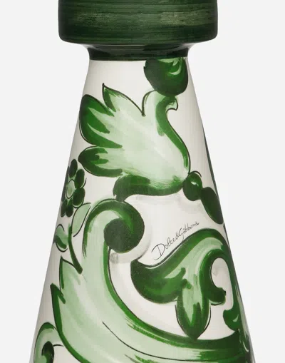 Dolce & Gabbana Large Floral-print Candle Holder In Green