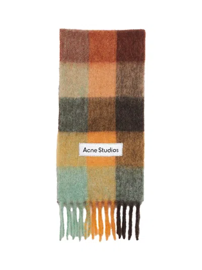 Acne Studios Women Multicolor Scarf With Check Motif And Logo Patch In Alpaca And Wool Blend Woman