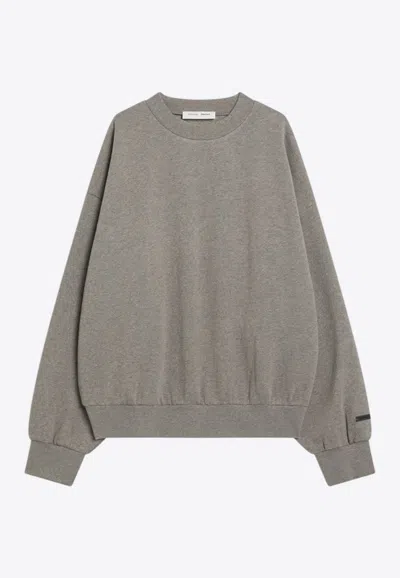 Essentials Grey Fleece Cotton Sweatshirt With Logo In Gray