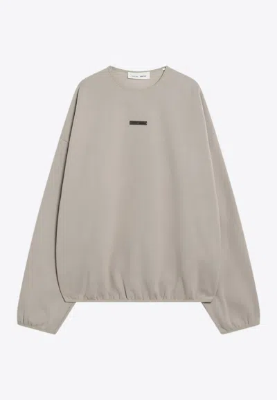 Essentials Logo Patch Crewneck Sweatshirt In Gray