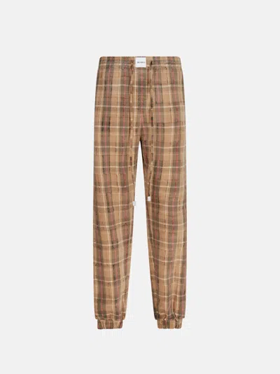 Attico Plaid Drawstring Long Pant In Brown