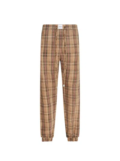 Attico Plaid Drawstring Long Pant In Brown