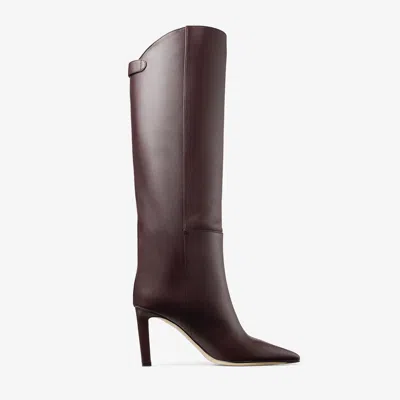 Jimmy Choo Alizze Ks 85 Boot In Deep Merlotleather In Burgundy