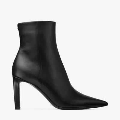 Jimmy Choo Pointed Toe High-heeled Ankle Boots In Black Calfskin Leather