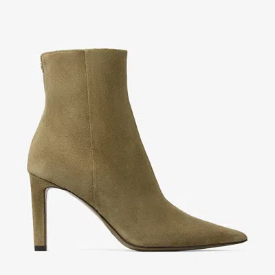 Jimmy Choo 85mm Frankie Pointed-toe Ankle Boots In Green
