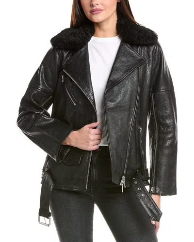 Allsaints Vendra Nz Leather Biker Jacket In Black