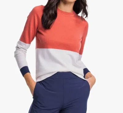 Southern Tide Color Block Fireside Sweater In Dusty Coral In Multi