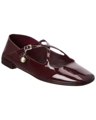 Jimmy Choo Eleri Collapsible-heel Embellished Patent-leather Ballet Flats In Burgundy
