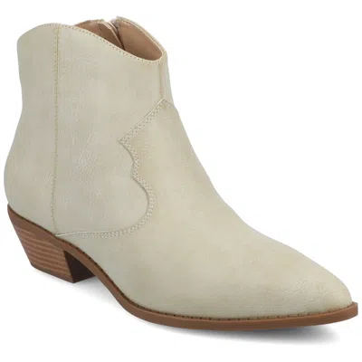 Journee Collection Journee Women's Taliah Medium And Wide Width Western Ankle Booties In Neutral