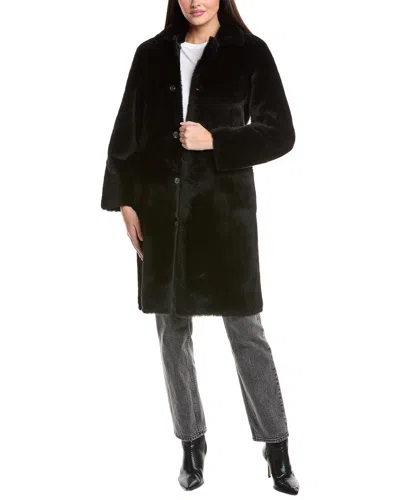 Allsaints Womens Chocolate Brow Sora Relaxed-fit Faux-fur Coat In Black