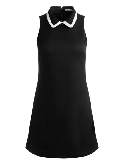 Alice And Olivia Wynell Collar Dress In Black Off White