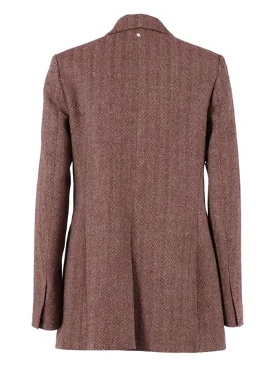 Lorena Antoniazzi Double-breasted Herringbone Jacket With Tailored Fit In Brown