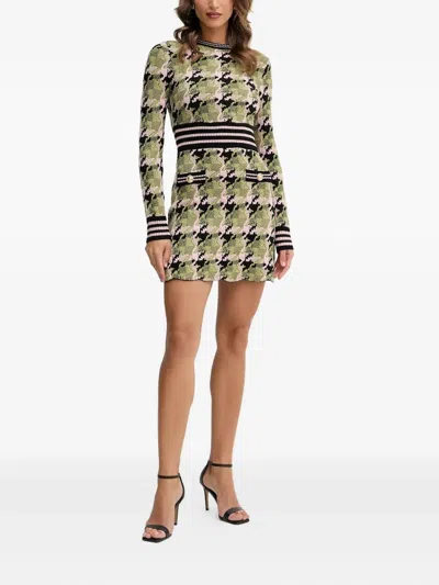 Silvian Heach Geometric-pattern Mini Dress In Green