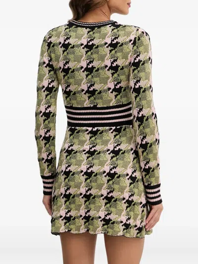 Silvian Heach Geometric-pattern Mini Dress In Green