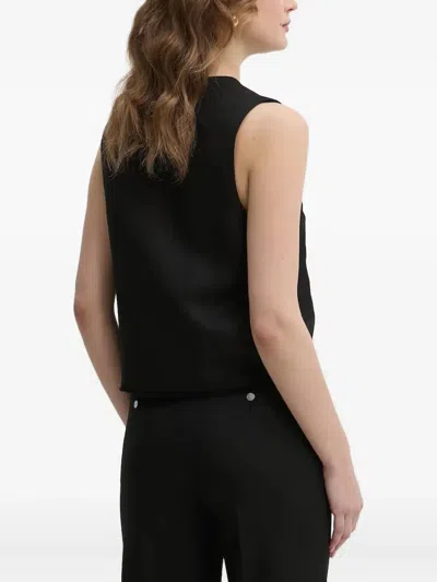 Ivy & Oak Button-front Fringed Top In Black