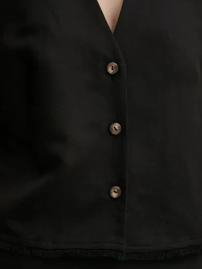 Ivy & Oak Button-front Fringed Top In Black