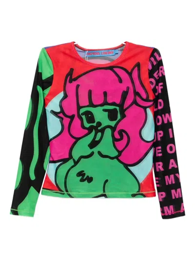 Chopova Lowena Tiny Long Sleeve Mesh Top In Multi